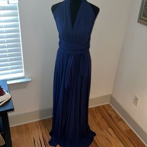 Lulu’s Navy Blue Tricks of the Trade Versatile maxi dress Sz L